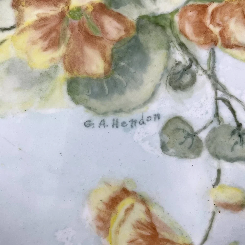 1966 Holiday China Made Germany Hand Painted Floral Plate Signed G.A. Hendon 10